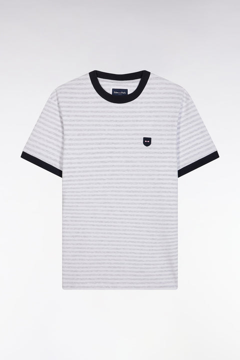 T-shirt en coton stretch rayé gris coupe ajustée - Image 2