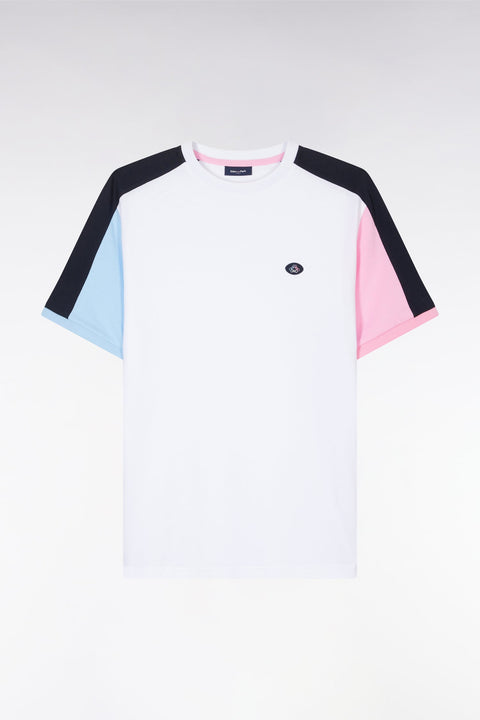 T-shirt colorblock en coton blanc coupe droite - Image 2