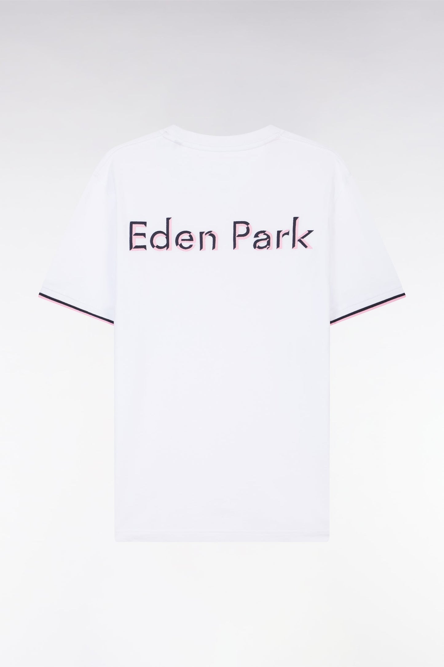 T-shirt en coton blanc à broderies bicolores coupe décontractée