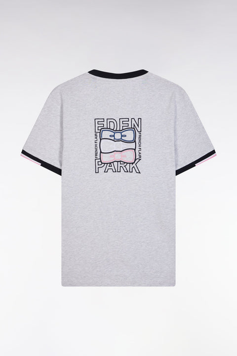 T-shirt en coton gris broderie dos coupe droite - Image 2