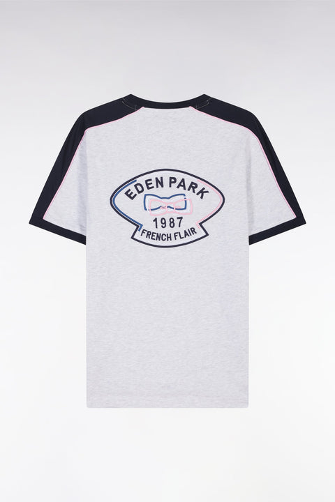 T-shirt en coton gris broderie dos et découpes coupe droite - Image 2
