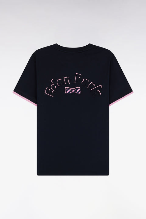 T-shirt en coton marine broderie nœud papillon Eden Park coupe droite - Image 1