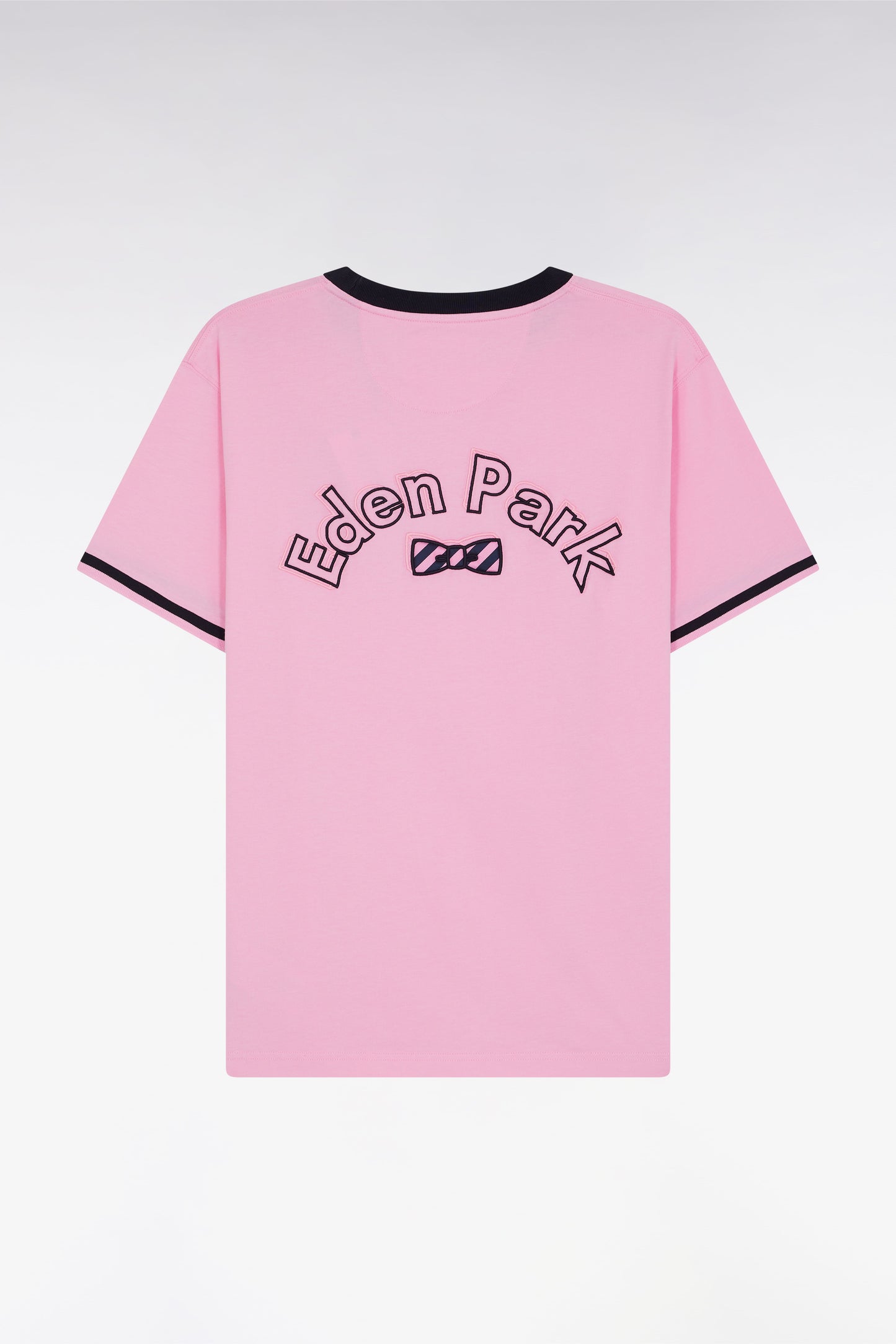 T-shirt en coton rose broderie nœud papillon Eden Park coupe droite