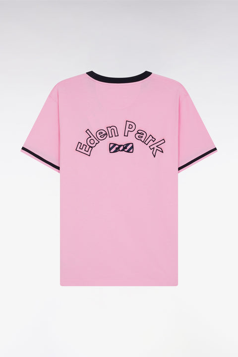 T-shirt en coton rose broderie nœud papillon Eden Park coupe droite - Image 1