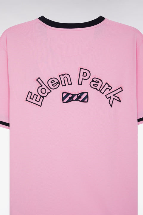 T-shirt en coton rose broderie nœud papillon Eden Park coupe droite - Image 2