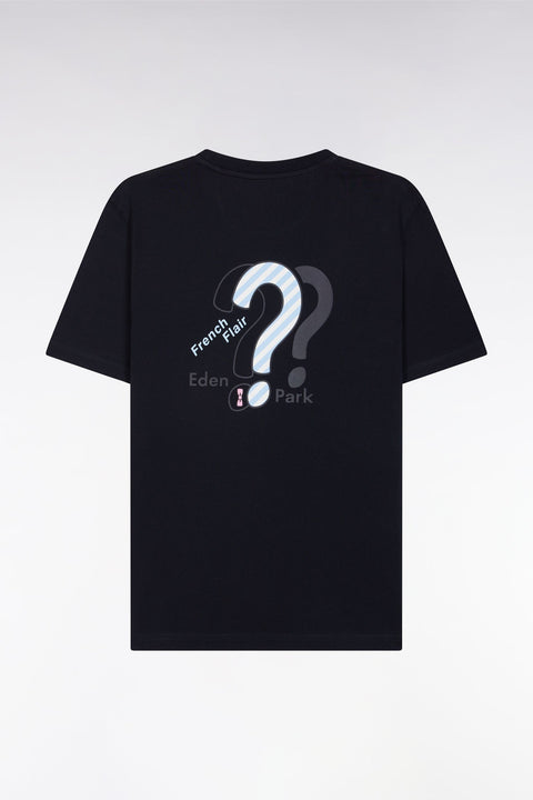 T-shirt en coton marine broderie dos cerclée coupe droite - Image 2