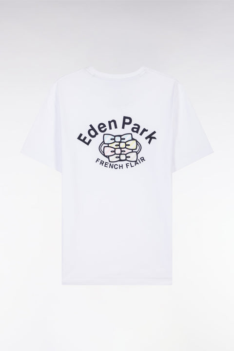 T-shirt en coton blanc broderie multicolore coupe décontractée - Image 2