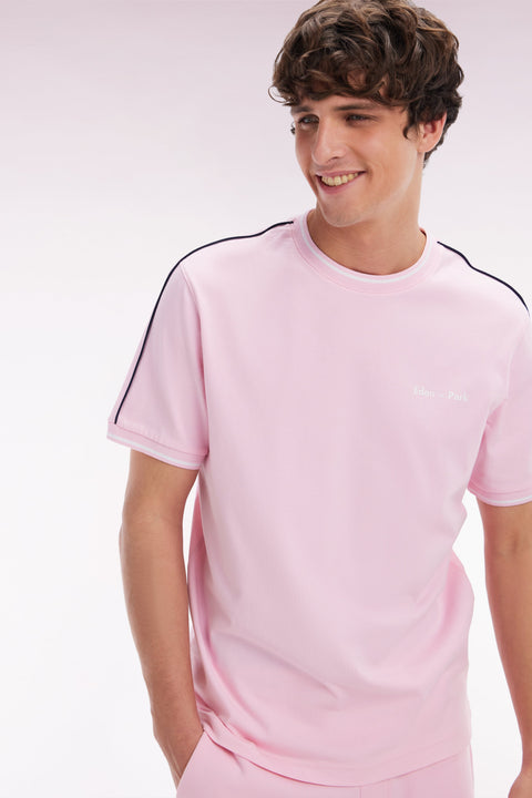 T-shirt en coton rose coupe décontractée - Image 3