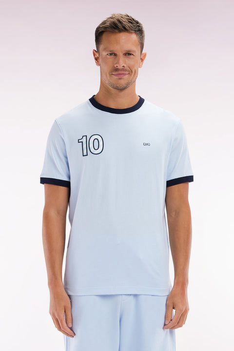 T-shirt en coton ciel broderie 10 coupe décontractée - Image 1