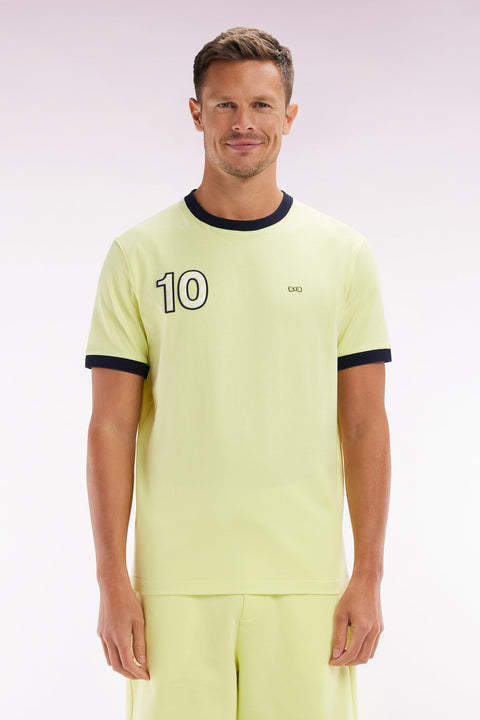 T-shirt en coton jaune broderie 10 coupe décontractée - Image 1
