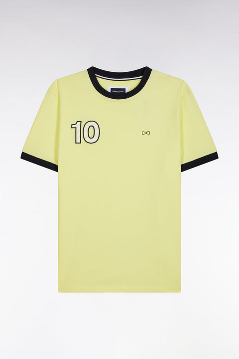 T-shirt en coton jaune broderie 10 coupe décontractée - Image 2