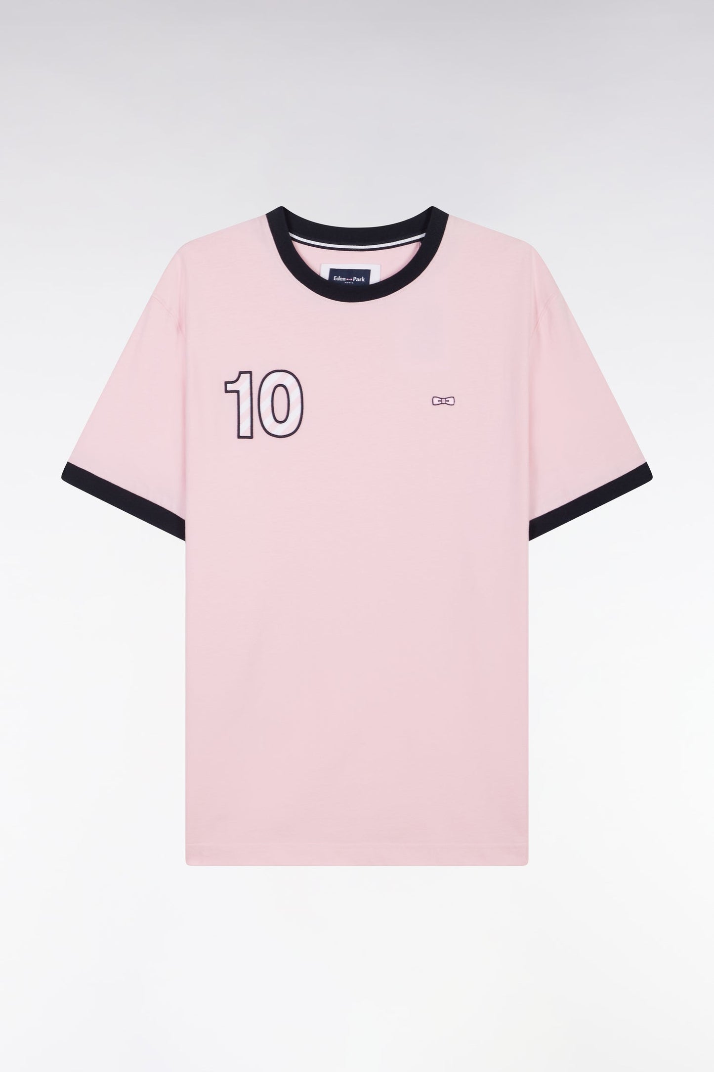 T-shirt en coton rose broderie 10 coupe décontractée
