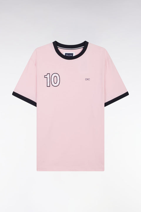 T-shirt en coton rose broderie 10 coupe décontractée - Image 2