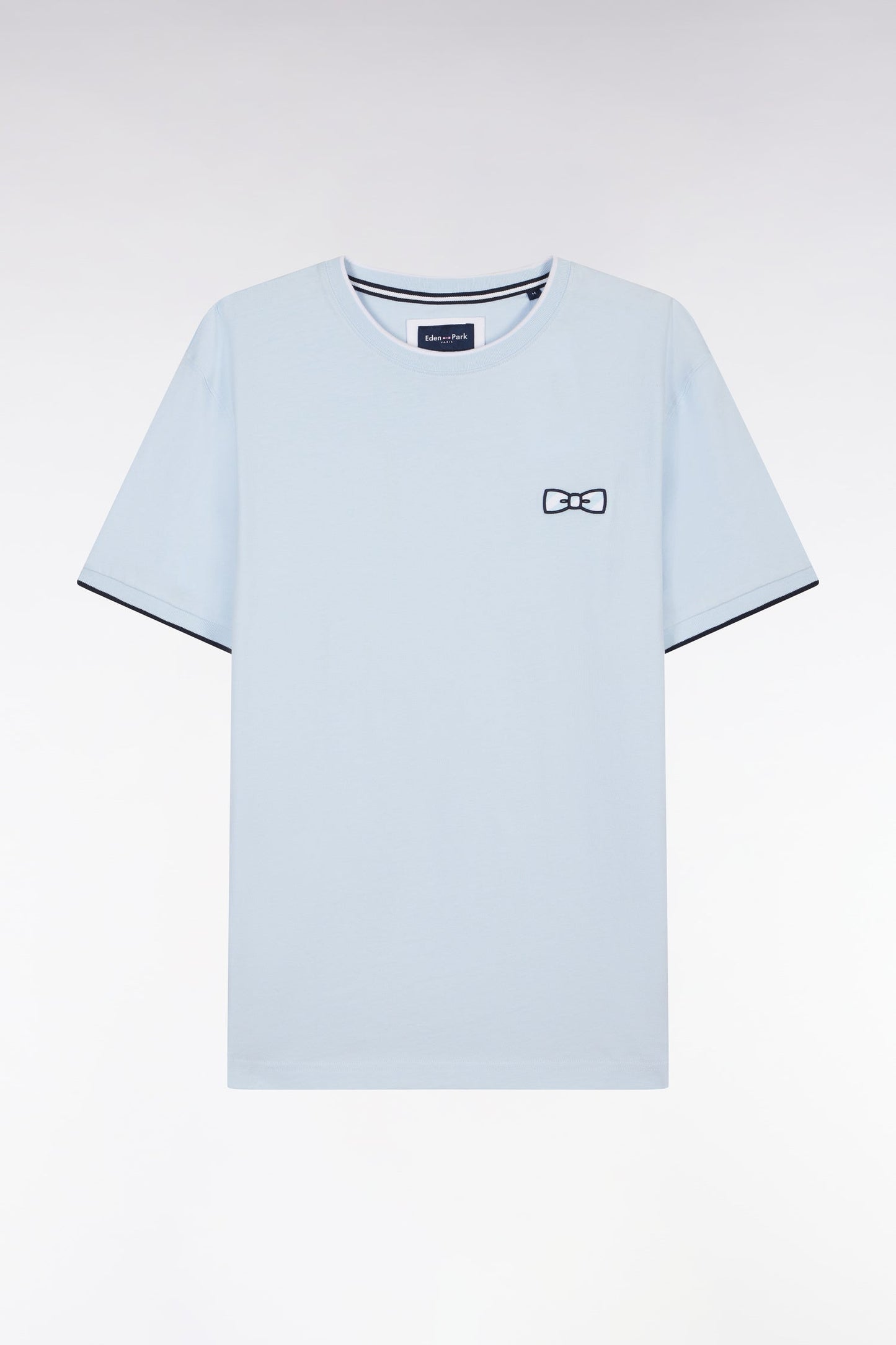 T-shirt en coton ciel broderie nœud papillon coupe décontractée