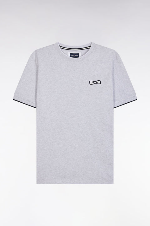 T-shirt en coton gris broderie nœud papillon coupe décontractée - Image 2
