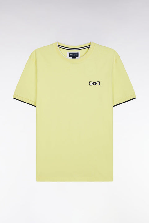 T-shirt en coton jaune broderie nœud papillon coupe décontractée - Image 2