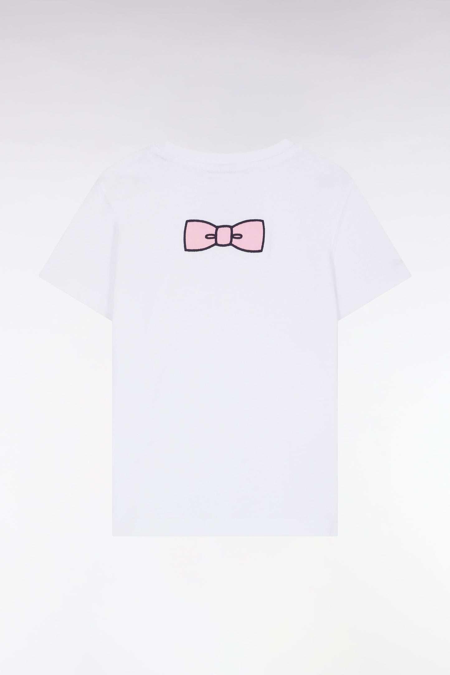 T-shirt en coton blanc nœud papillon dos coupe droite