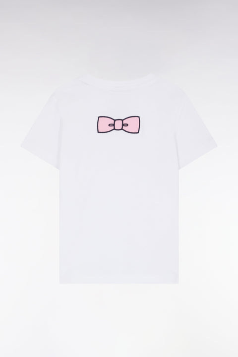 T-shirt en coton blanc nœud papillon dos coupe droite - Image 1