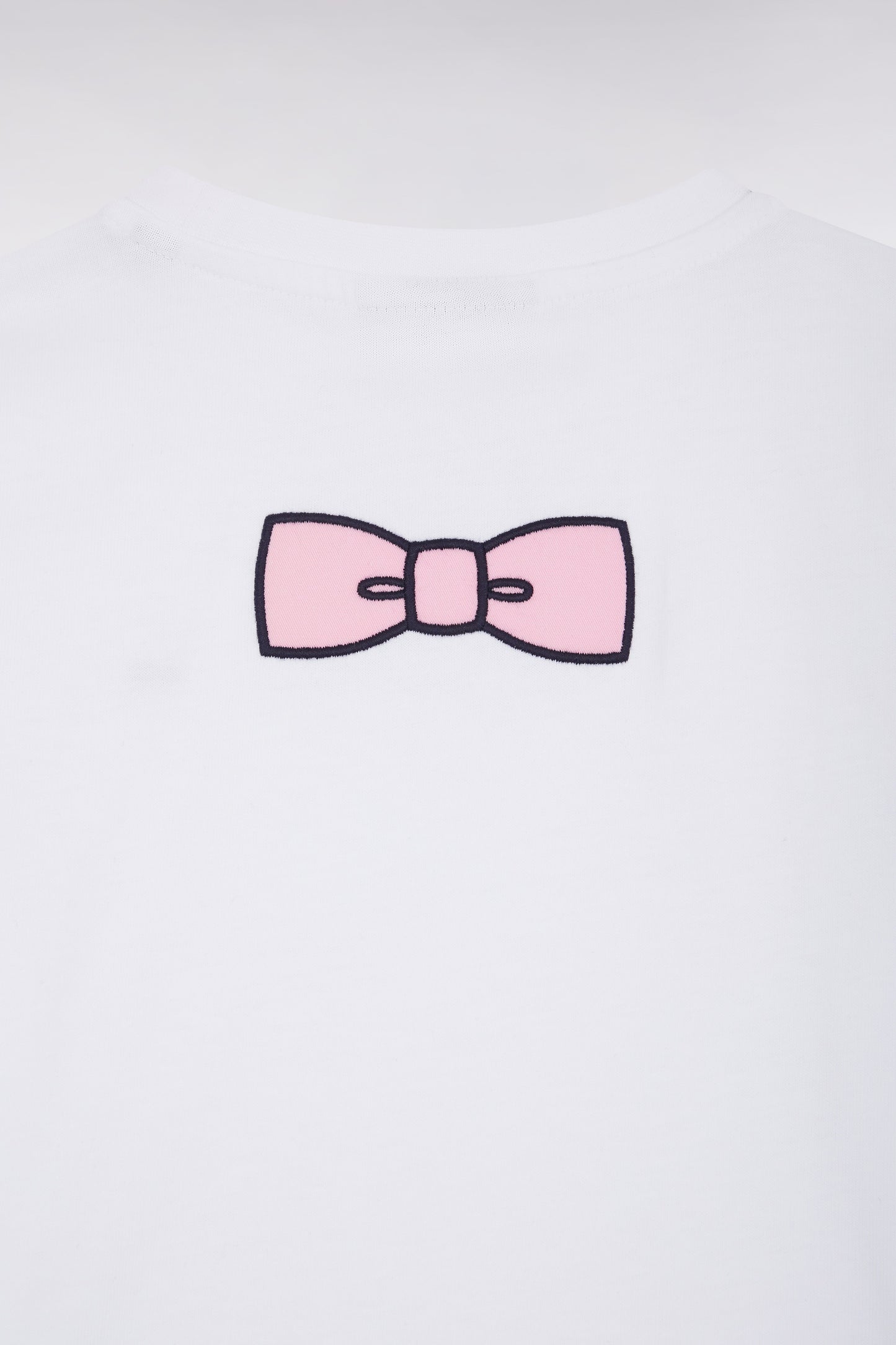 T-shirt en coton blanc nœud papillon dos coupe droite