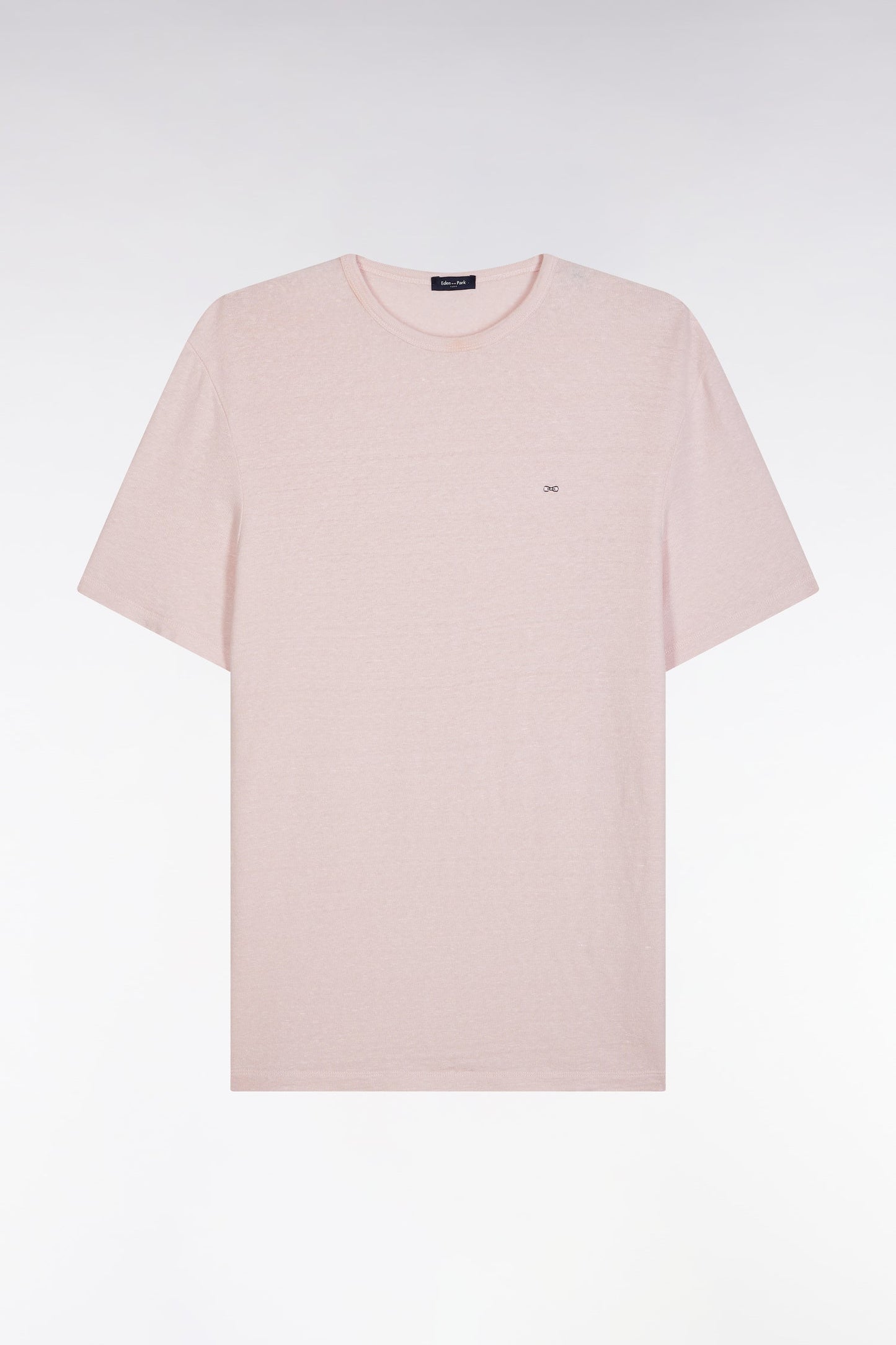 T-shirt uni en lin stretch rose coupe droite