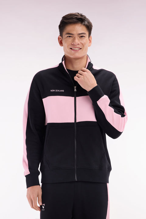 Sweatshirt New Zealand en molleton coton noir et rose coupe décontractée - Image 3