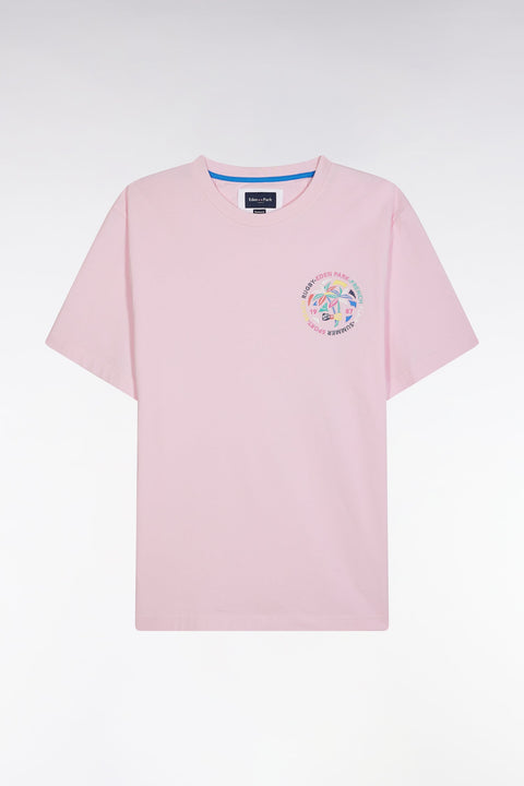 T-shirt en coton rose sérigraphie multicolore coupe décontractée - Image 2