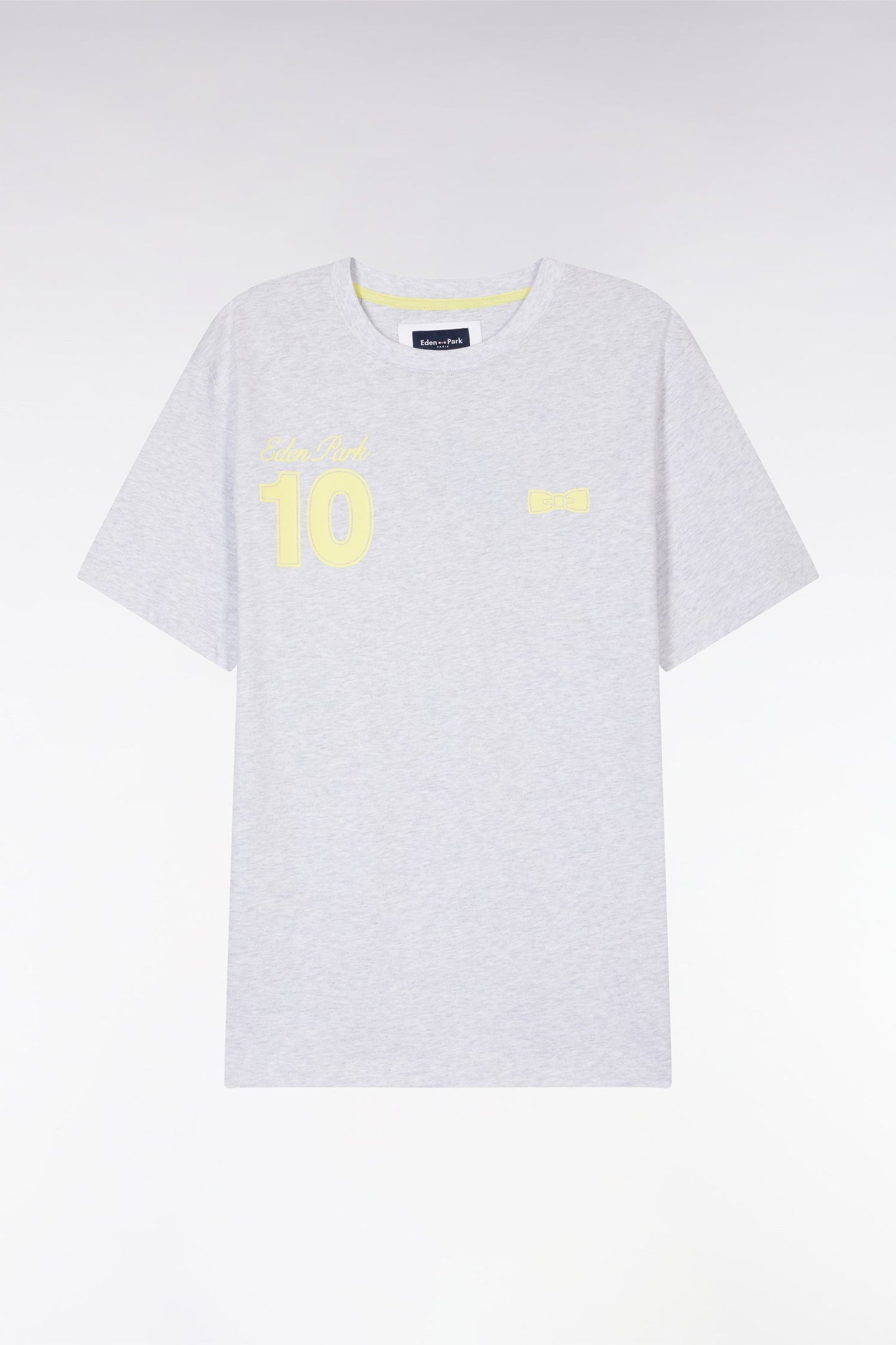 T-shirt 10 en coton gris et jaune coupe décontractée
