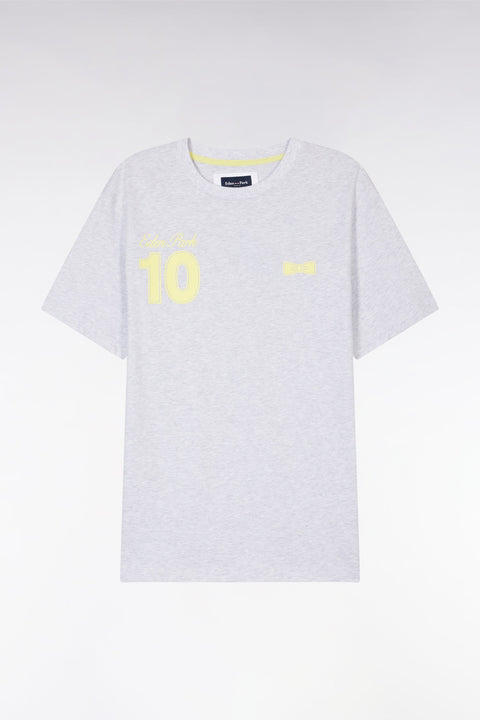 T-shirt 10 en coton gris et jaune coupe décontractée - Image 2
