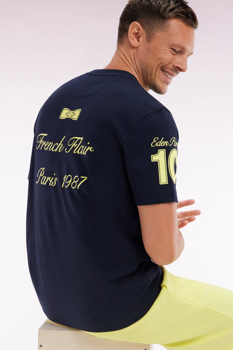 T-shirt EP en coton marine broderies jaunes coupe décontractée - Image 3