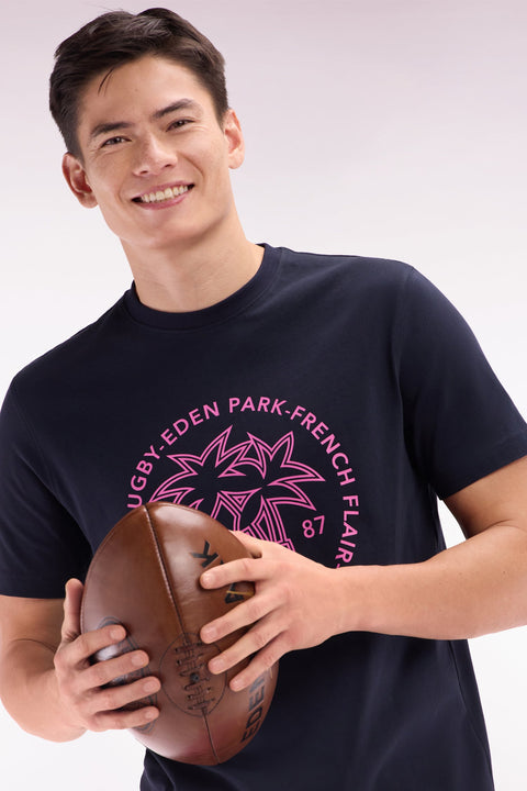 T-shirt en coton marine sérigraphie palmiers coupe décontractée - Image 3