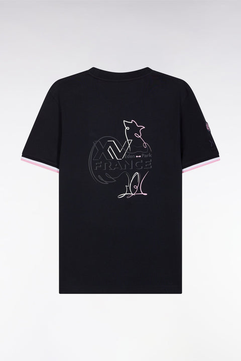 T-shirt XV de France en coton marine broderie Coq coupe droite - Image 2