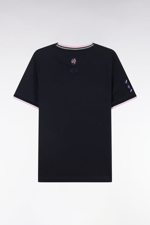 T-shirt XV de France en coton marine broderie 10 coupe droite - Image 2