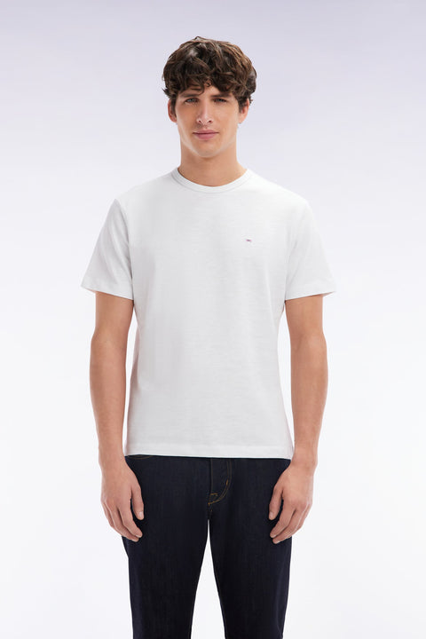 T-shirt en jersey de coton slub blanc coupe droite - Image 1
