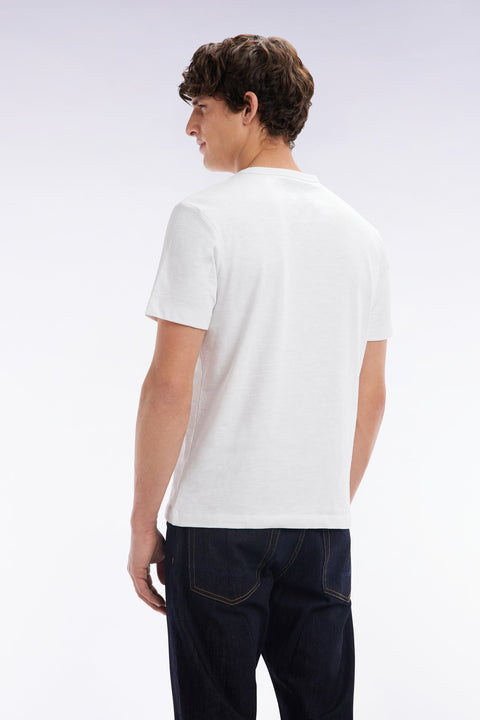 T-shirt en jersey de coton slub blanc coupe droite - Image 3