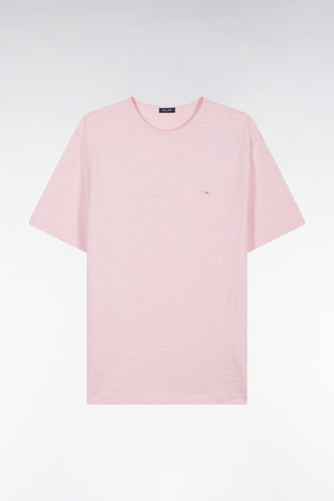 T-shirt en jersey de coton slub rose coupe droite - Image 2