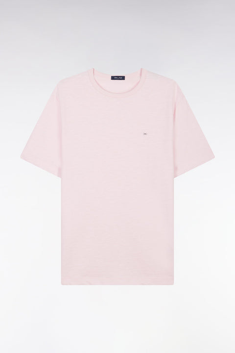 T-shirt en jersey de coton slub rose pâle coupe droite - Image 2