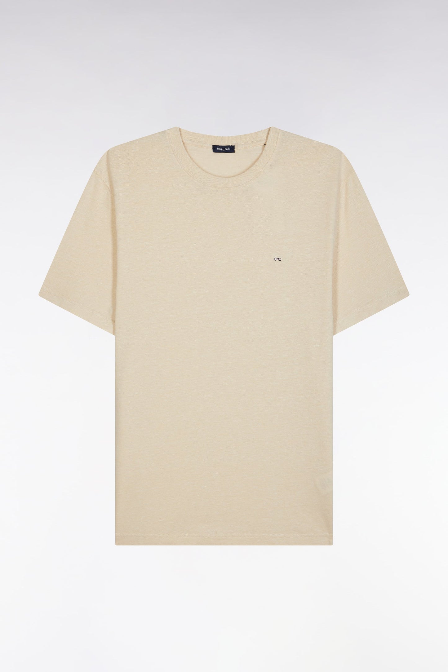 T-shirt en coton et lin écru coupe droite