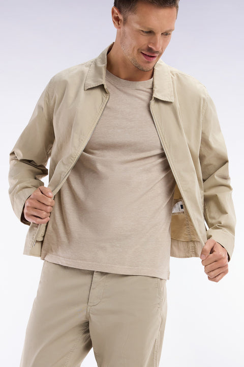 T-shirt en coton et lin beige coupe droite - Image 3