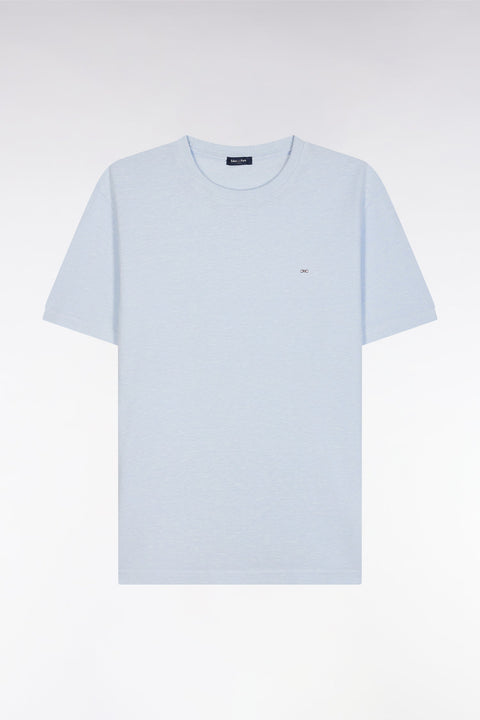 T-shirt en coton et lin bleu clair coupe droite - Image 2