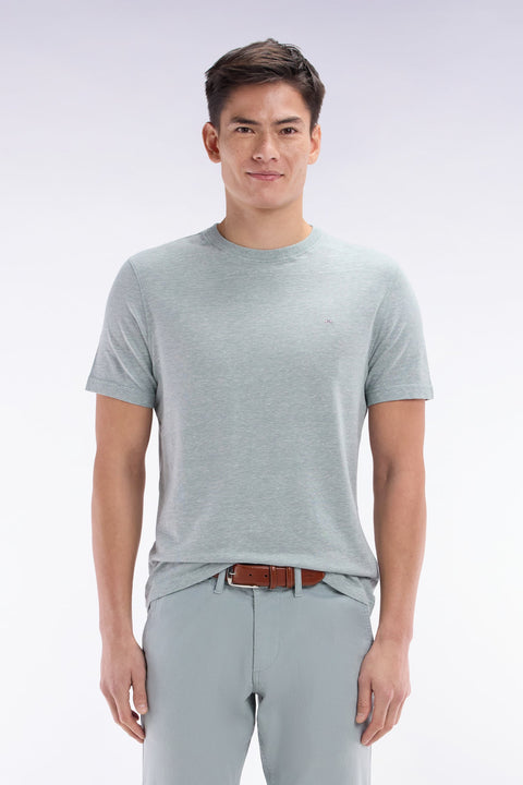 T-shirt en coton et lin gris moyen coupe droite - Image 1