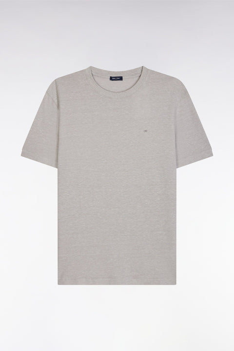 T-shirt en coton et lin gris coupe droite - Image 2
