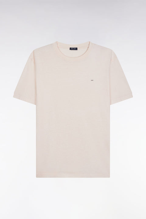 T-shirt en coton et lin rose coupe droite - Image 2