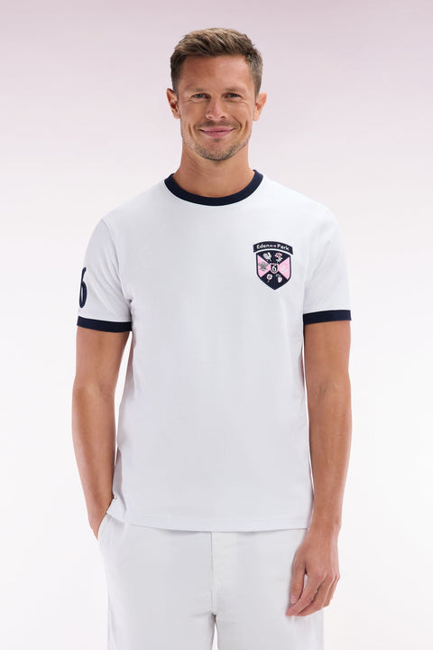 T-shirt en coton blanc écusson 6 Nations coupe droite - Image 1