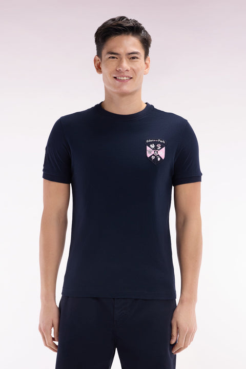 T-shirt en coton marine écusson 6 Nations coupe droite - Image 1