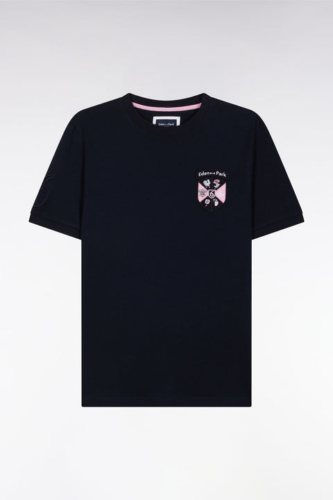 T-shirt en coton marine écusson 6 Nations coupe droite - Image 2