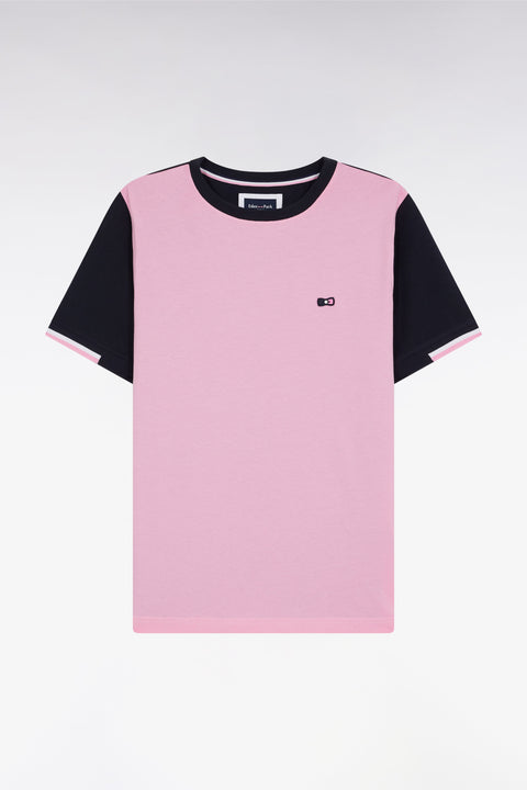 T-shirt à manches courtes en coton rose coupe droite - Image 1