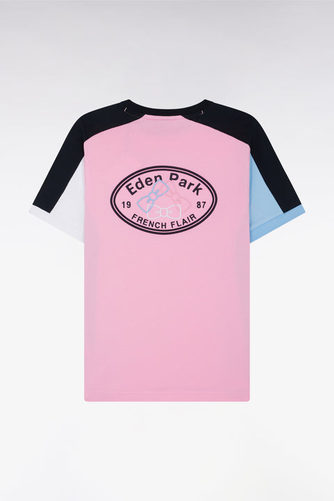 T-shirt à manches courtes en coton rose coupe droite - Image 2