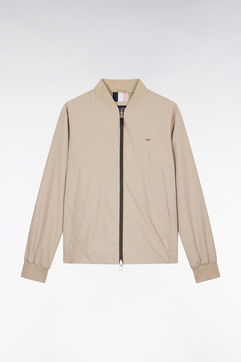 Blouson zippé en nylon Soft Touch à col Teddy beige - Image 2