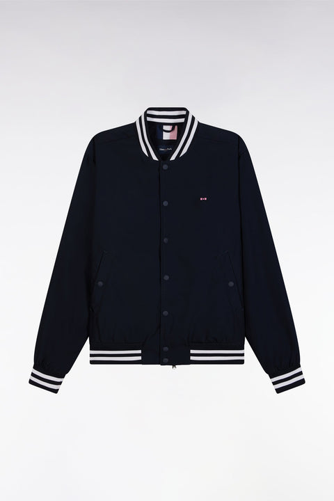Blouson teddy en nylon marine bords-côtes rayés - Image 2