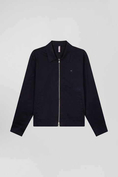 Blouson zippé en gabardine de coton stretch marine - Image 2